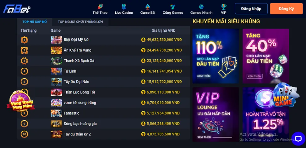 Cập nhật khuyến mãi Betvision